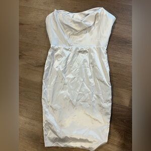 Oh Polly Strapless Sleek Silver Dress